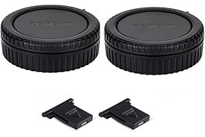 PROFEZZION 2 Pack RF Mount Body Cap Cover & Rear Lens Cap for Canon EOS R100 R50 R8 R R1 R3 R5 R6 Mark II R7 R10 RP Mirrorless Camera & RF Mount Lenses, with 2 Extra Hot Shoe Protective Covers Included