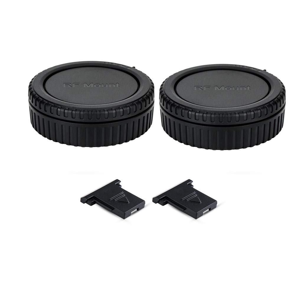 Photo 1 of 2 Pack RF Mount Body Cap Cover & Rear Lens Cap for Canon EOS R100 R50 R50V R8 R R1 R3 R5 R6 Mark II R7 R10 RP Mirrorless Camera & RF Mount Lenses, with 2 Extra Hot Shoe Protective Covers Included