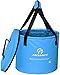 Freegrace Compact Collapsible Bucket Portable Folding Water Container - Lightweight - Includes Mesh Pocket Sky Blue, 16L (Lid)