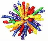 Primary Colors Rainbow Polka Dots Curly Ribbon Korker Hair Bow Clip - 4