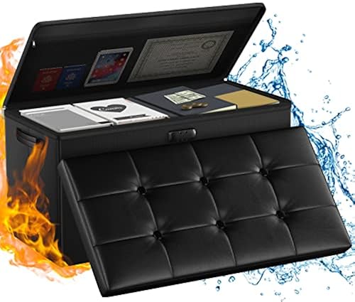 ENGPOW Storage Ottoman Bench,Fireproof Folding Bench with Lock,30