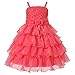 Richie House Girls Layered Dress with Rosette and Pearl Accents RH0918 - E - 6 / 7 - FBA Coral Dress Only