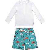 ALVABABY Long Sleeve Rashguards, Baby/Toddler Boys' Rash Guard Sets,Boy Swimsuit UPF 50+Two Piece Bathing Suit