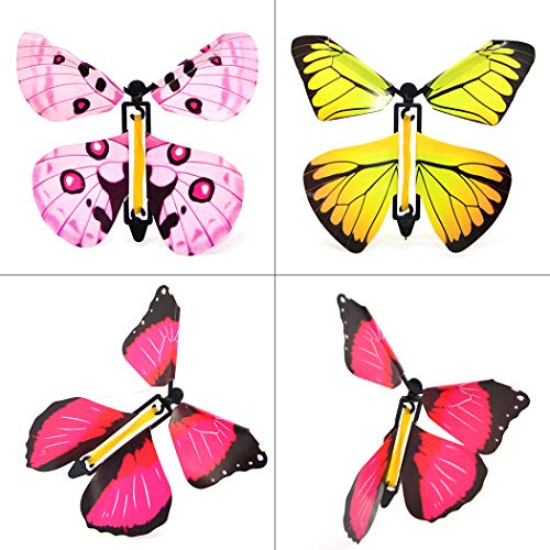 B bangcool Magic Flying Butterflies Rubber Band Powered Funny Wind Up Butterfly Toy Fairy Toy Surprise Gift (6Pcs) - Thumbnail 5