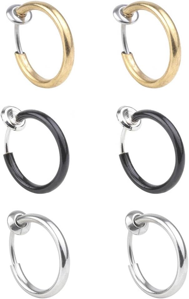 FB 16G Surgical Stainless Non-Piercing Earrings Spring Hoop Earrings Fake Nose Ring Piercing Jewelry……