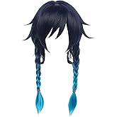 XiongXiongLe Anime Wig Cosplay Halloween Anime Role Black Blue Gradient Short Hair High Temperature Silk Wigs for Adult Party Cos Festival Christmas Halloween