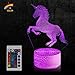 LQANER Unicorn 3D Night Light for Girls, Dimmable 3D LED Lamp Nightlight,16 Colors +7 Colors Changing with Remote Control Best Birthday Gifts