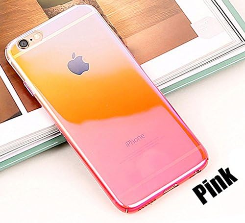 iPhone 7 Case, SHF - Transparent Aurora Gradient Color Hard PC - Oil Plating - Scratch Resistant - Anti Skid Case Cover Cute and Elegant for Apple iPhone 7 (2016) (Pink)