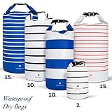 Waterproof Dry Bag - 2L, 10L, 15L - Floating Striped Dry Sack Keeps Gear Dry for Kayaking, Hiking, Beach, Canoeing, Boating, Rafting, Camping
