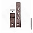 Adwoa Genuine Leather Replacement Straps Compatible for Men's 24mm 26mm 28mm Spring Bar Diesel Leather Watch Band Strap with Stainless Steel Buckle