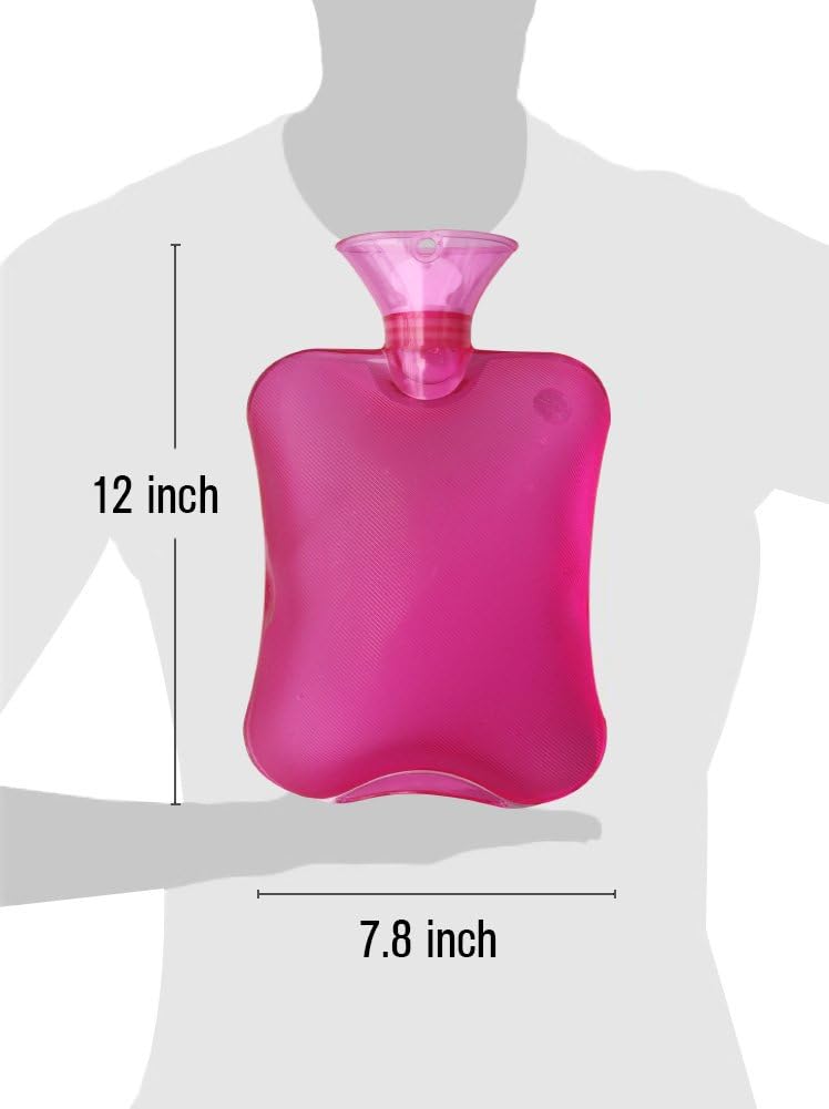 Attmu Classic Rubber Transparent Hot Water Bottle 2 Liter with Knit Cover - Pink: Health & Personal Care