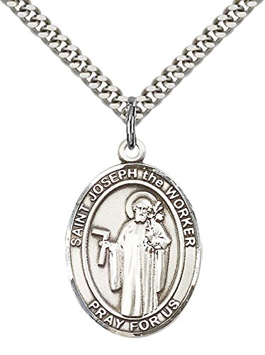 St Joseph The Carpenter Costumes - F A Dumont Sterling Silver St. Joseph The Worker Pendant with 24