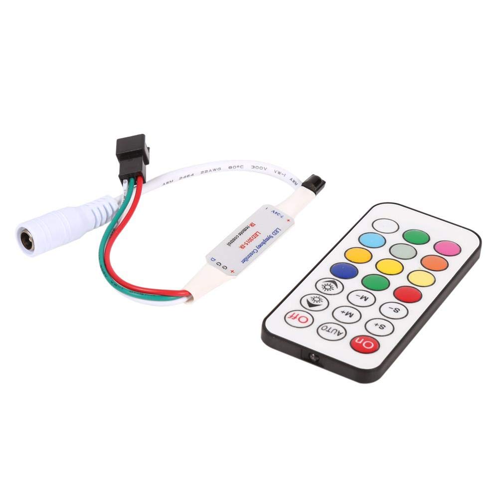 RGB LED Controller, Wireless Remote Control Dimmer for LED Strip Lights,Mini 21 Keys IR Remote Controller for WS2811 WS2812B LED Strip Lights DC 5-24V (12V)