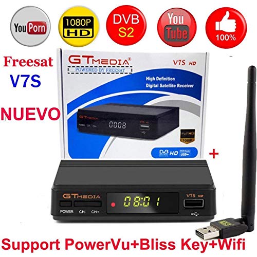 ETbotu Freesat V7S HD FTA Digital Satellite TV Receiver DVB-S2/S Support BissKey 1080P EU Plug