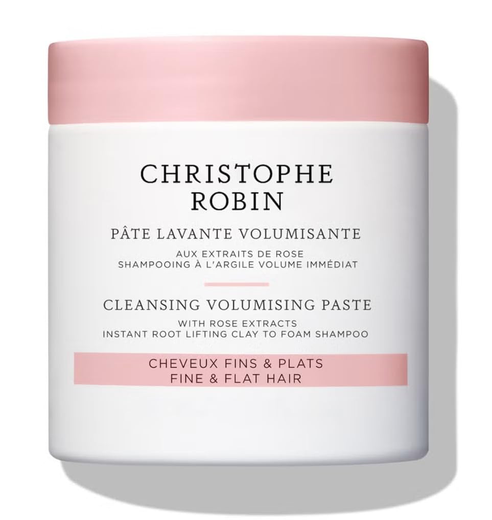 Christophe Robin Cleansing Volumising Paste with Pure Rassoul Clay & Rose 250ml – Detoxifying Scalp Treatment, Adds Volume & Texture, Removes Impurities, Nourishes Hair