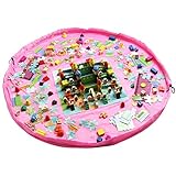 Homecube Large 59 Inches Diameter Baby Kids Play Floor Mat Toy Storage Bag Organizer Pink