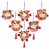 6 Pcs 2021 Year of The Fat Ox Mascot Plush Pendant