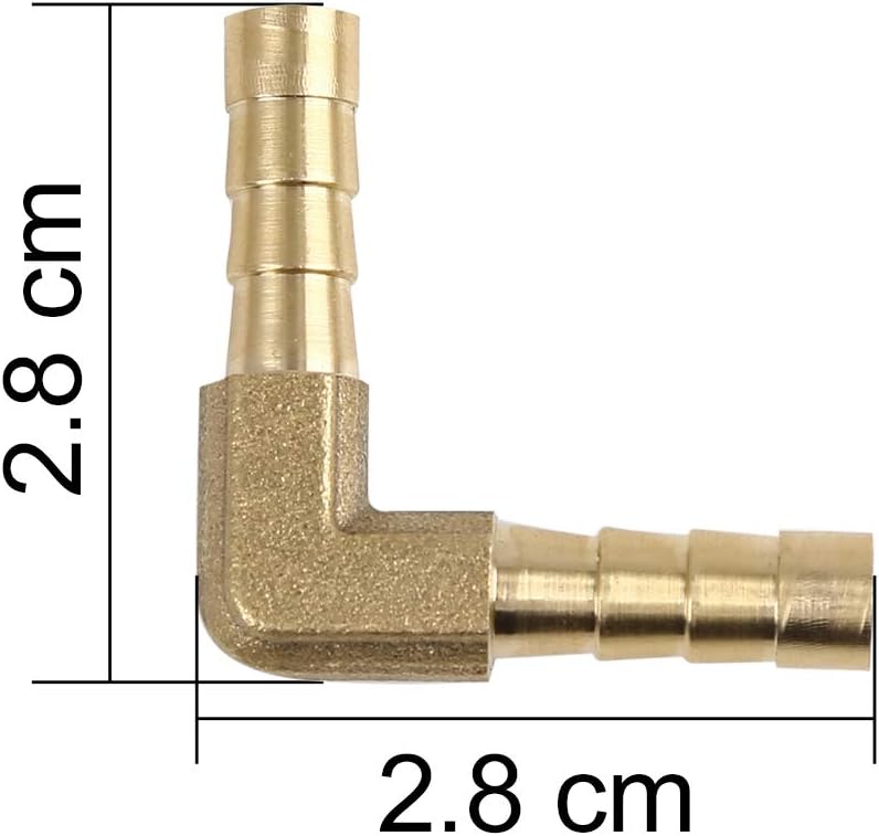 X AUTOHAUX 5mm Hose Barb Elbow 90 Degree Brass Fitting for Air Water Oil 5pcs, Gold Tone - Image 3
