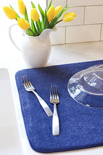 Kitchen Basics 594301 Reversible Dish Drying Mat, Large, Blue