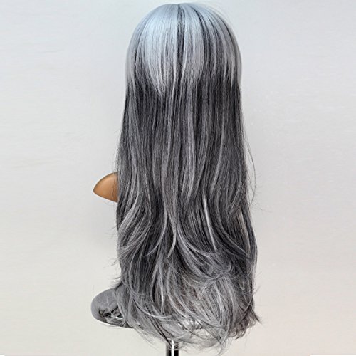 Miss U Hair Women Fashion Long Wavy Black Silvery White Strands Party Cosplay Wig - Image 5