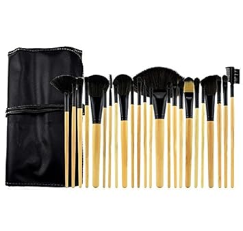 Facial Cosmetic 24 pieces Make Up Brushes Set with Black Hard PU Leather Bag