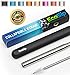 EcoSip Collapsible | Telescopic Drinking Straw Metal Stainless Steel Reusable | Portable Final Straw Folding Straws Travel | Cleaning Brush Key Ring Hard Case | Silicone Tip | Black