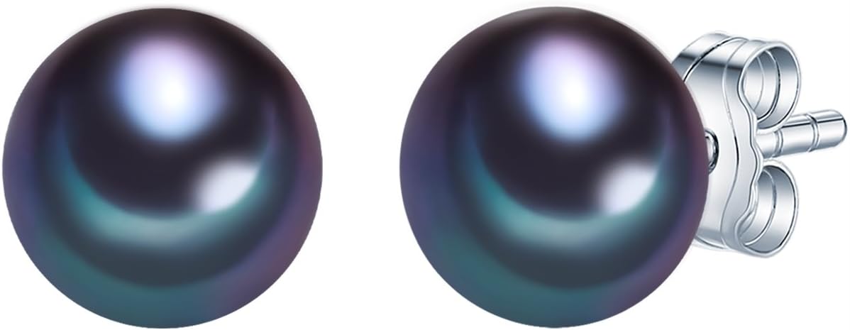 Valero PearlsSterling Silver 925 rhodium-plated Ladies Stud earrings with Freshwater cultured pearls peacock-blue 00178850