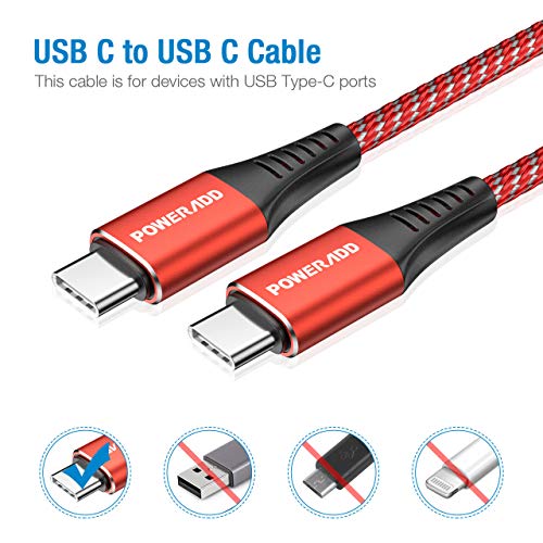 USB C to USB C Cable 60W, POWERADD【3Ft 2 Pack】Type C Fast Charging Cable, 480Mbps Transfer Charging Cord Compatible with iPad Pro 2020/2018 Pixel 2/3/3A/4 XL Samsung S20+/S20 MacBook air/pro 13\