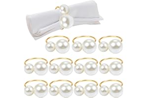 Pearl Napkin Rings Set of 12, Gold Serviette Buckle Holder for Easter, Family Gathering, Dinner Party, Wedding Decor, Napkin 