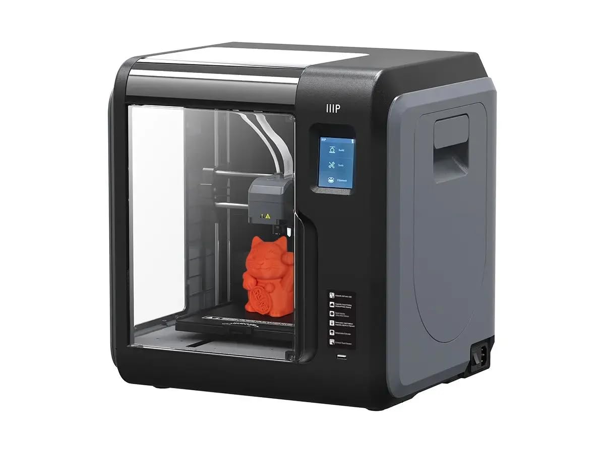 Impresora 3D Monoprice Voxel - Totalmente cerrada con placa de construcción térmica extraíble (150 x 150 x 150 mm), pantalla táctil, 8 GB y Wi-Fi, negro/gris, grande