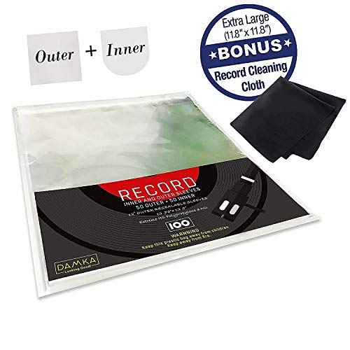 (100) Clear Vinyl Record Sleeves Combo (50 Inner, 50 Outer) 12" Anti