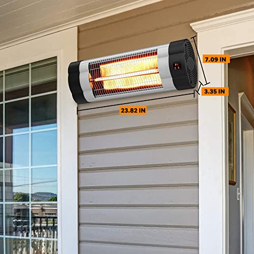 Outdoor Electric Heater, Infrared Wall Mounted Heater for Outdoor/ Indoor Use, 1500W Ceiling