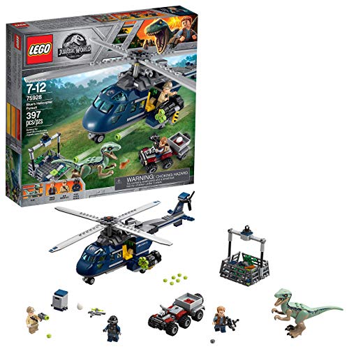 LEGO Jurassic World Blue's Helicopter Pursuit 75928 Building Kit (397 Pieces) (Renewed)