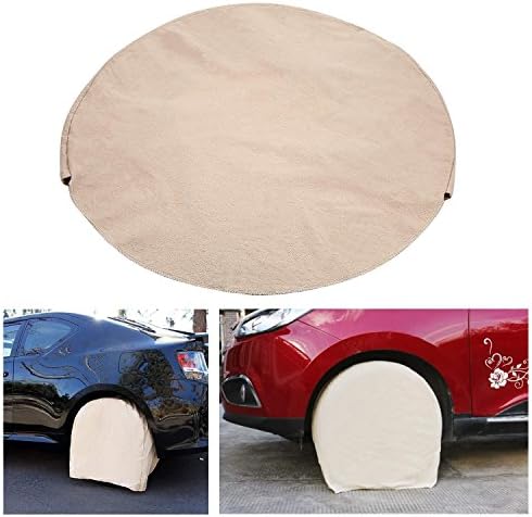 dtemple 4Pcs 28 Inch Canvas Wheel & Tire Cover Protector for RV Camper Truck Car Camper Trailer Beige