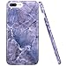 JAHOLAN Blue Gray Marble Design Clear Bumper TPU Soft Rubber Silicone Cover Phone Case Compatible with iPhone 7 Plus/iPhone 8 Plus