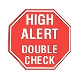Devine Medical High Alert Double Check Labels, Red with White Text.