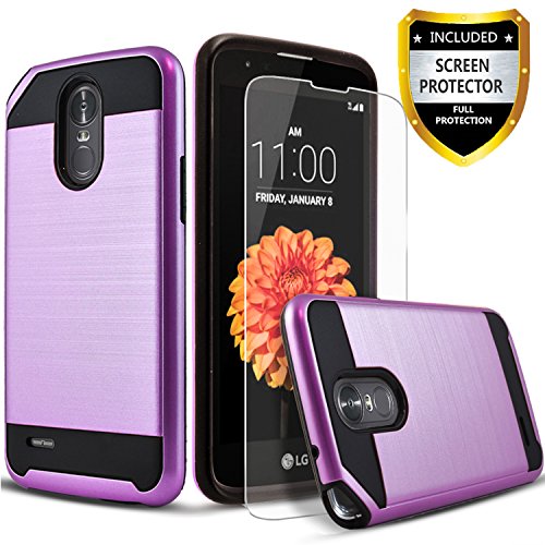 LG Stylo 3 Case, LG Stylo 3 Plus Case, 2-Piece Style Hybrid Shockproof Hard Case Cover with [ Premium Screen Protector] And Circlemalls Stylus Pen (Purple)