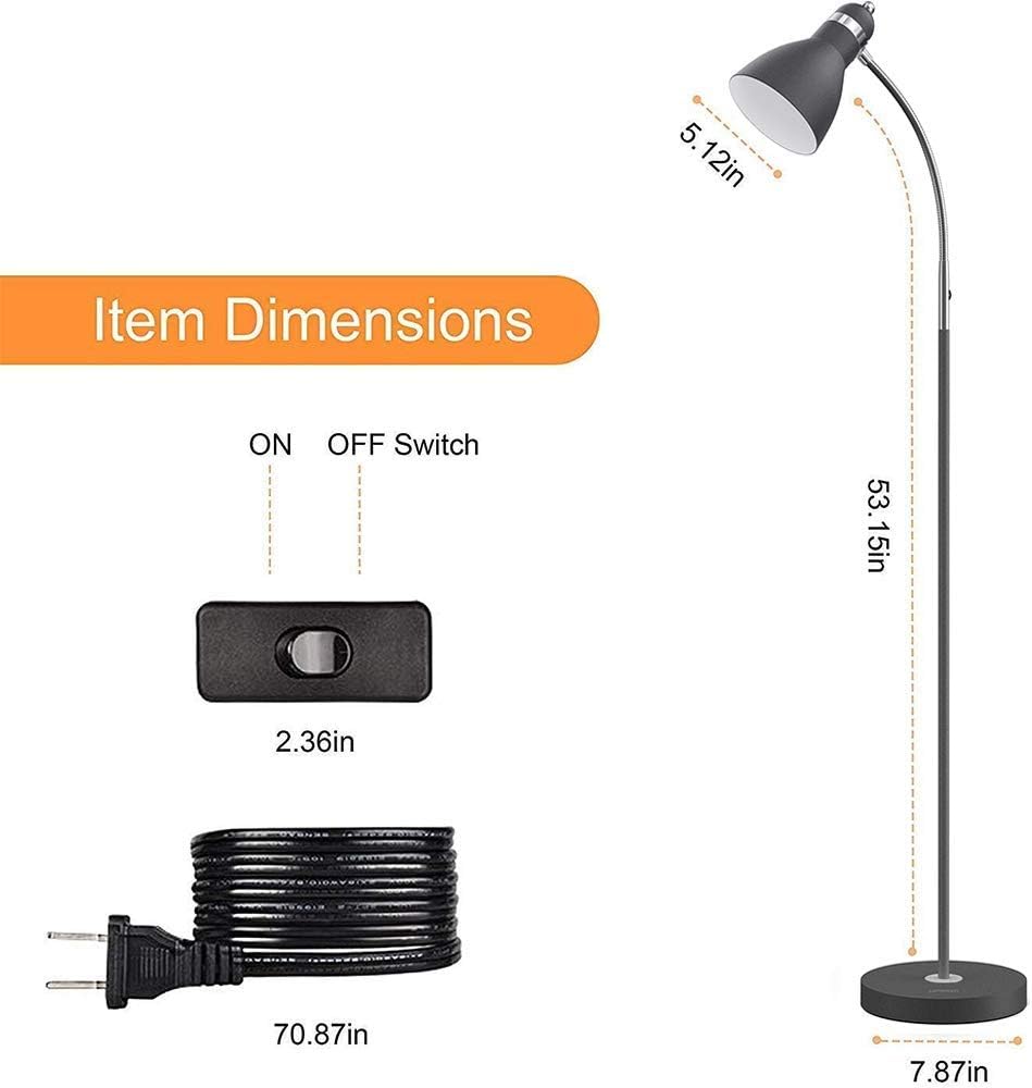 LEPOWER Metal Floor Lamp, Adjustable Goose Neck Standing Lamp with Heavy Metal Based, Torchiere Light for Living Room, Bedroom, Study Room and Office - - 