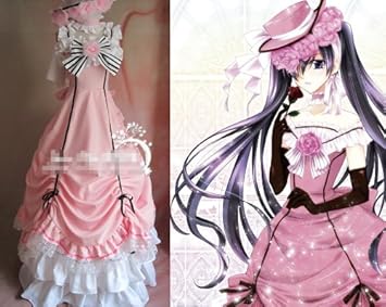 Ciel Phantomhive Female Pink Dress Cosplay Costume Outfit From