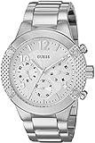 GUESS Women's U0849L1 Sporty Silver-Tone Stainless Steel Watch with Multi-function Dial and Pilot Buckle