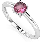 LUSTRE AND LIGHT Natural Pink Tourmaline Stackable Ring for Women, Girls in Sterling Silver, October Birthstone Jewelry Gifts for Her (Round, Oval, Pear)