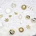 ITART 122ct Christmas Tree Ornaments Decorations Assortment Including Tree Topper Balls Snowflakes Stars Pine Cones Miniature Gift Boxes Tinsel and Beads Garlands Finial (White and Gold)