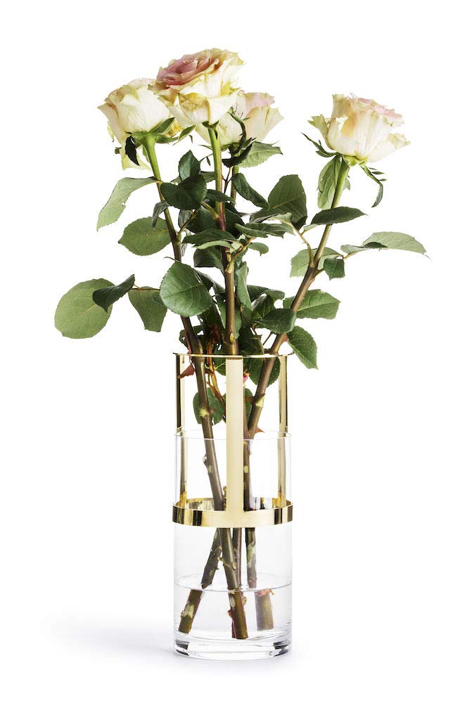 Sagaform Designer Adjustable Glass Vase, 9 7/8" x 4", clear/gold, 5017869