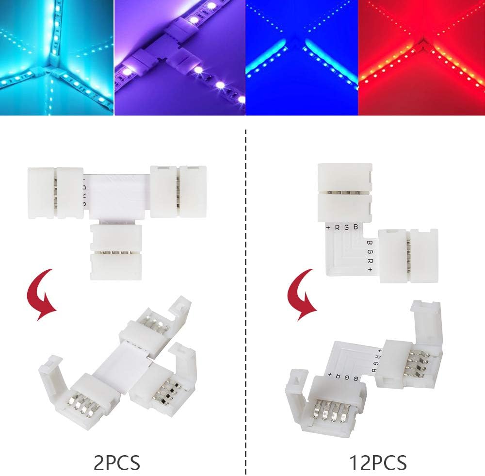 LED Strip Connector Kit for 5050 10mm 4Pin,Includes 8 Types of Solderless LED Strip Accessories,Provides Most Parts for DIY: Home Improvement