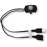 USB 5V DC12-24V 2A PIR Motion Activated Mini Body PIR Sensor Switch with USB Interface Cable for LED Strip Automatic Light Security Camera Pet Monitoring (Without Light Sensor, Black)
