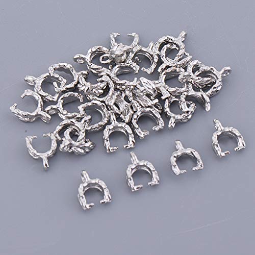 perfektchoice 30 Pack Metal Pinch Clip Bail Clasp Dangle Charm Bead Pendant Connector Findings for Jewelry Making Necklace Chain, DIY Dangle Hair Chopsticks - White K, 1cm