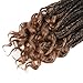3S Wavy Ends Box Braids Crochet Braiding Hair Extensions Ombre Brown Synthetic Goddess Box Braids With Free Curly End Crochet Braids For Woman Girls 22strands/pack (18inch,T27)
