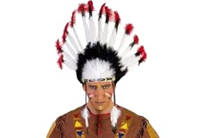 Masyrt Native American Indian Chief Headdress, Cosplay Costume with Artificial Feathers for Renaissance Events