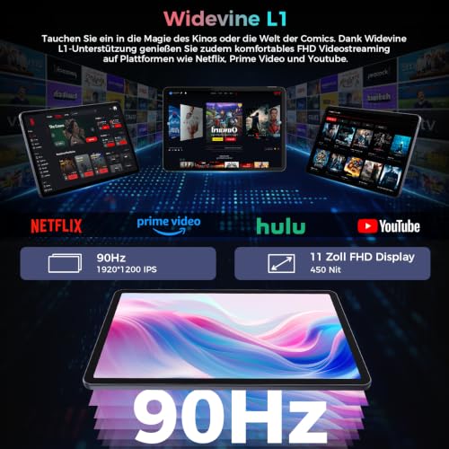 RebotAi 2026 Tablet 11 Inch Android 16 Tablets, 32GB RAM + 128GB ROM/1TB TF, 8000mAh Tablet Octa-Core 1920 x 1200 IPS, 5+13MP/Widevine L1/18W Quick Charge