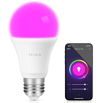 Smart WLAN LED Lampe Glühbirne TECKIN E27 Birne RGB Bulb mit mehreren Farben Wifi Glühbirne 800LM, steuerbar via App, kompati